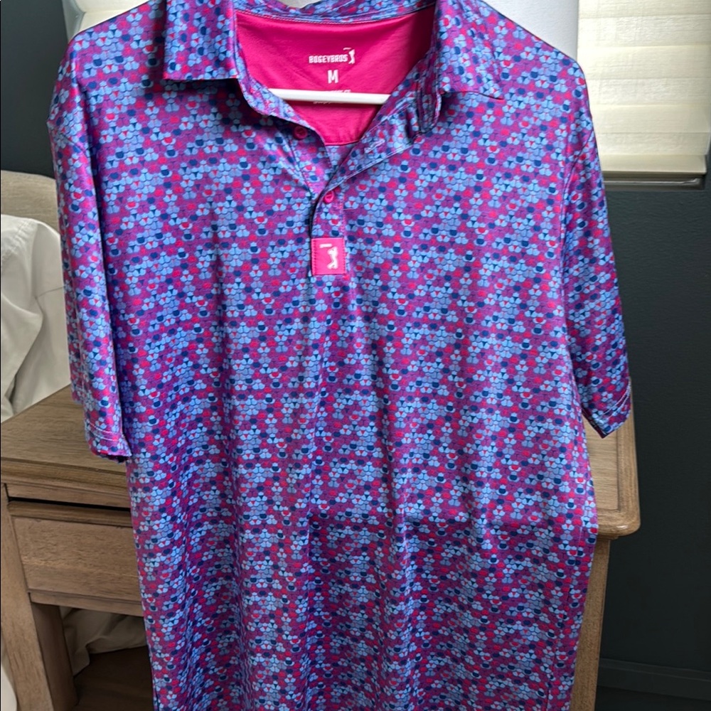 Soccerroo Pink and Blue Patterned Polo Shirt